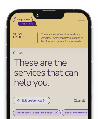 Image of mobile phone with Service Finder tool